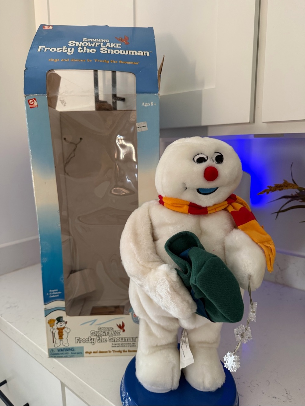 Gemmy Plush Frosty the Snowman - White with Red Nose & Red/Yellow Scarf